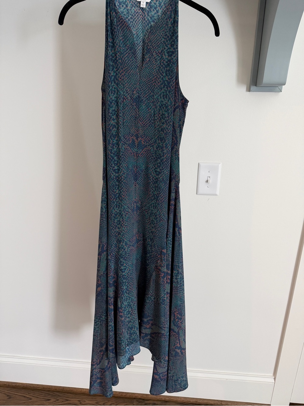 Joie Teal and Navy Silk Sleeveless High-Low Maxi Dress